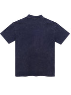 Two-pc More Cost-Effective Heavyweight Combed Pure Vintage Washed Distressed Polo Shirt for Men, Loose Fit Casual Short Sleeve Lapel, Latin American Style Daily Versatile Button-Up Top, Business Casual Commuter Lapel T-Shirt - Navy Brown