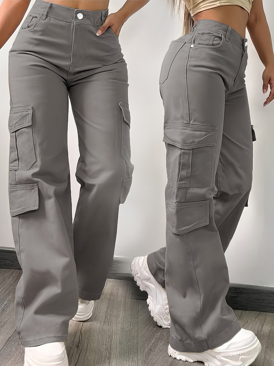 Street Commuter Distressed Multi-Pocket Cargo Pants for Outing, Home, and Casual Wear - Grey