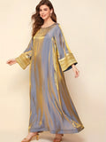 -Developed Golden Tape Spliced Sleeve Women'S Robe - gray + golden