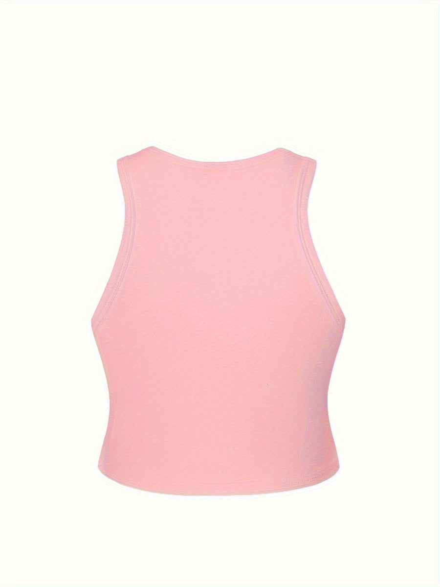 Women's Y2K Elegant Fashion Autumn/Summer Round Neck Tank Top, Cherry Print, Soft Fabric, Machine Washable Comfortable Knitwear, Trendy Four-Season Sexy Street Style, Popular Loose-Fit Comfortable Multi-Color Breathable Trendy Casual Top - Pink