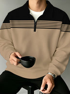 Men's Fashion Half-Zip Sweatshirt, Casual Novelty Men's Sweatshirt, Essential Choice for Home and Leisure - Mixed colors