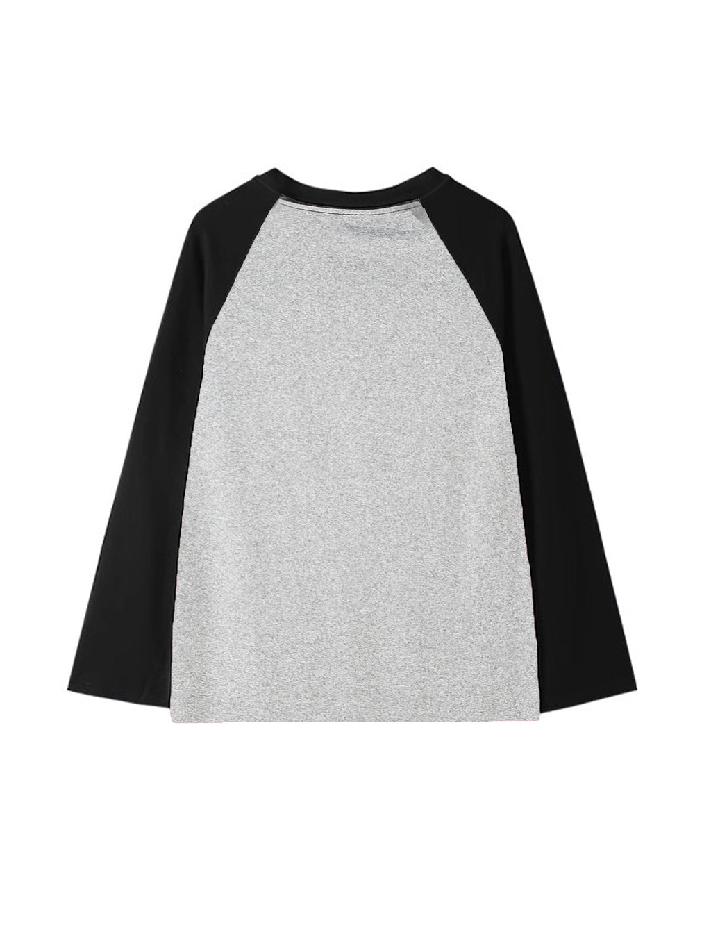 Women's Y2K Oversized Raglan Sleeve T-Shirt - Loose Fit High Elasticity Round Neck Pullover Top with Color Block Letter Graphic Print, -Line Casual Shirt Suitable for Spring and Autumn Wear - Grey