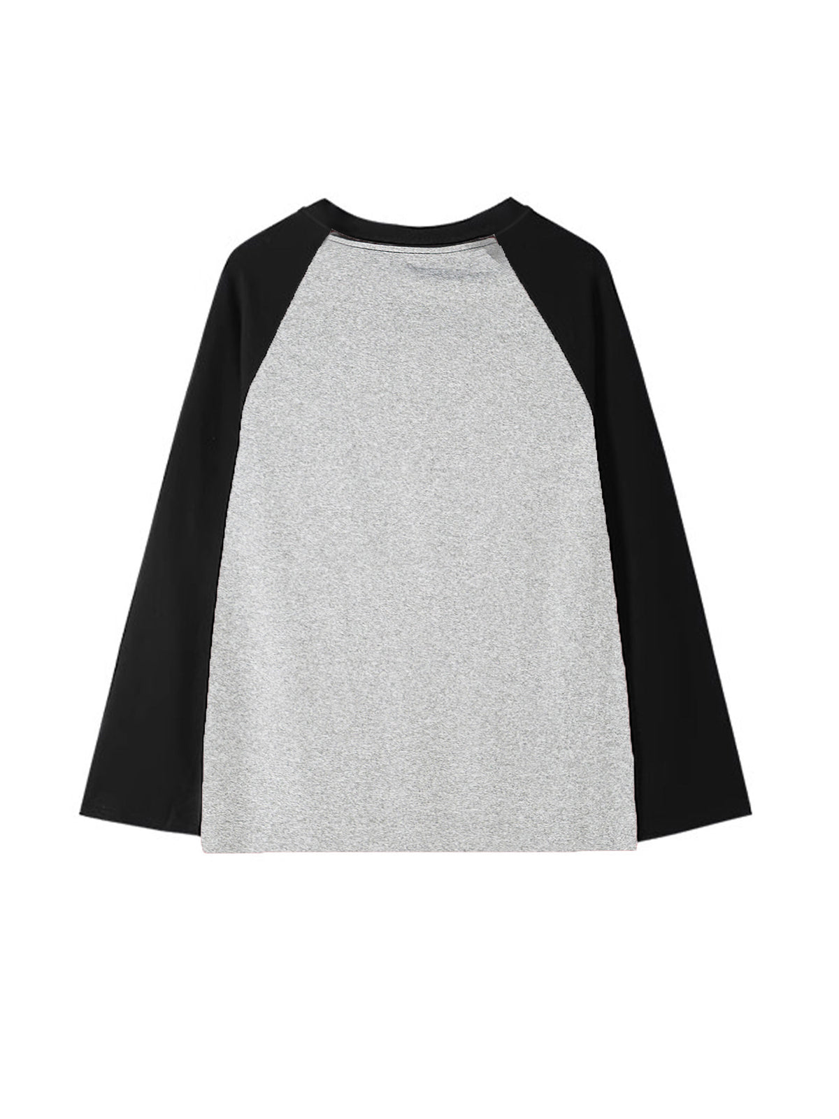 Women's Y2K Oversized Raglan Sleeve T-Shirt - Loose Fit High Elasticity Round Neck Pullover Top with Color Block Letter Graphic Print, -Line Casual Shirt Suitable for Spring and Autumn Wear - Grey