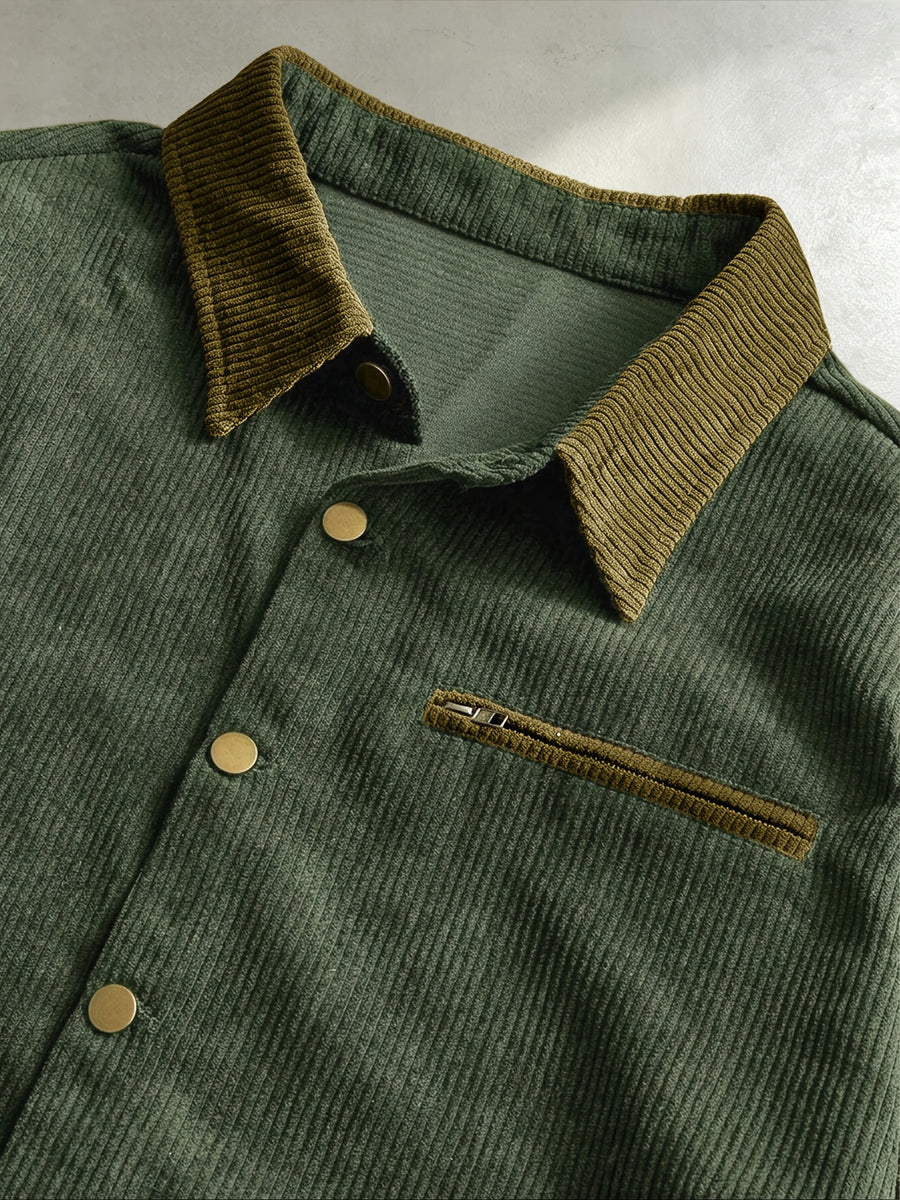 Men's New Autumn Loose Fit Drop Shoulder Long Sleeve Top for Daily Casual and Outdoor Sports Wear - Military Green
