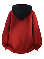 Christmas, Thanksgiving, New Year's Eve, Men's 2-in-1 Look Color Block Hooded Cardigan, Acrylic Blend, Available in Black, Red, Gray, Multiple Colors, Sweatshirt + Cardigan Design, Two-Way Styling in One Top, New Autumn/Winter Men's Regular - Red