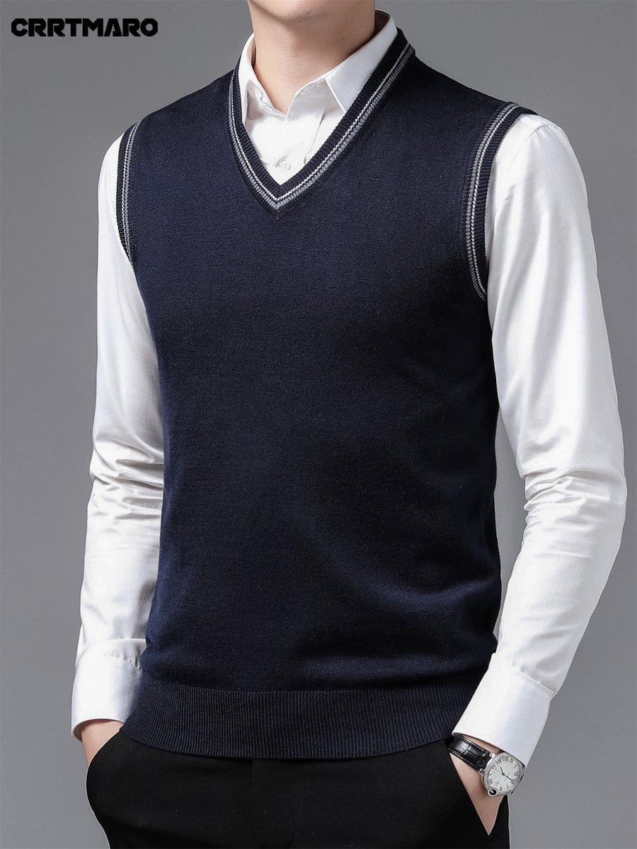 Men'S Solid Color, Business Casual Sweater Vest, Warm Casual Layering Top for Fall And Winter - Shangqing