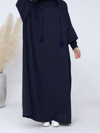Plus Size - Plus Size - 1pc Prayer Jilbab Outfit for Muslim Women, Stylish And Elegant, Features a Solid Color, Ideal for Everyday Wear, Festivals, Gatherings, And Outdoor Events. Women'S Islamic - Navy Color