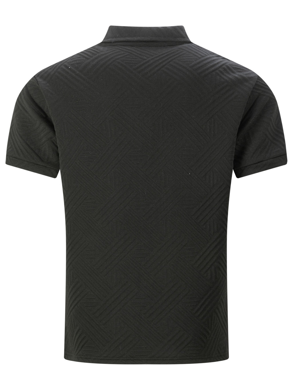 Men'S Twill Embossed Jacquard Half-Zip Polo Shirt, Lapel Short-Sleeve Casual Top with Single Chest Pocket, Lightweight & Breathable Men'S T-Shirt for Daily Summer Wear, Business Occasions And Golf - Black