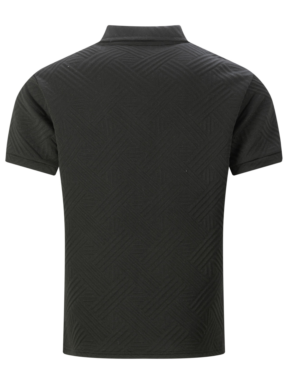 Men'S Twill Embossed Jacquard Half-Zip Polo Shirt, Lapel Short-Sleeve Casual Top with Single Chest Pocket, Lightweight & Breathable Men'S T-Shirt for Daily Summer Wear, Business Occasions And Golf - Black