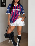 Women'S Spring/Summer Retro Street Style Camo Digital Printed Baseball Shirt T-Shirt - Multicolor