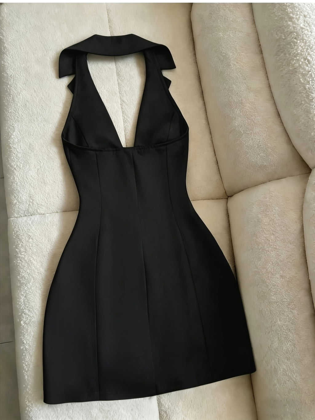 Elegant Exquisite Women'S Black Sleeveless Lapel Metal Button Waist-Cinched A-Line Dress Bridesmaid Dress Fashion Temperament Piece for Commute Date Dinner Party Daily Outfit - Black