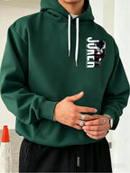Authorized by Warner Bros., Featuring Dark JOKER Clown Patch Letter Print, Hat Design Pattern, Multi-Functional Street Style Men'S Hooded Sweatshirt, Comfortable Casual, Suitable for Autumn And Winter - Green