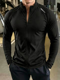 Men's Sportswear and Functional Jackets, Men's Outerwear, Quick-drying Fabric, Suitable for Gym Training, Long-distance Running, Cycling, and Casual Office Wear, Versatile for Leisure and Sports, Men's Fitness Apparel - Black