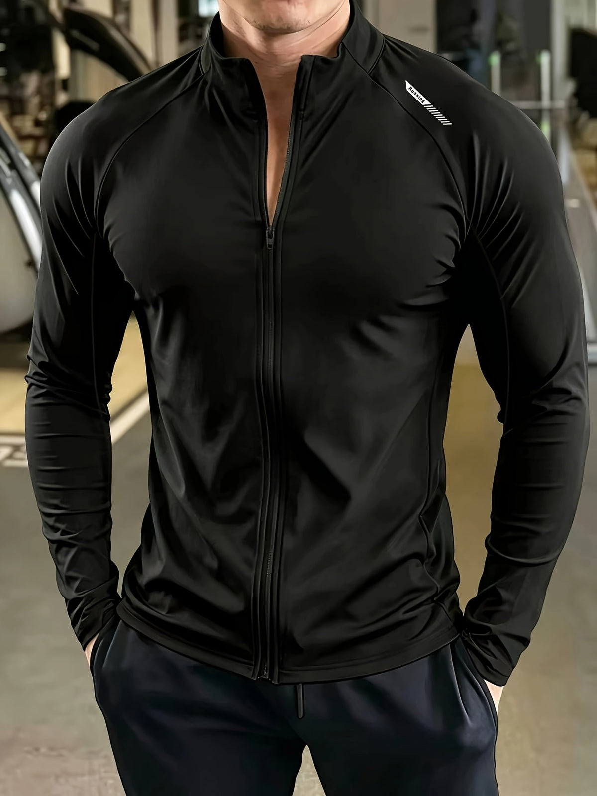 Men's Sportswear and Functional Jackets, Men's Outerwear, Quick-drying Fabric, Suitable for Gym Training, Long-distance Running, Cycling, and Casual Office Wear, Versatile for Leisure and Sports, Men's Fitness Apparel - Black