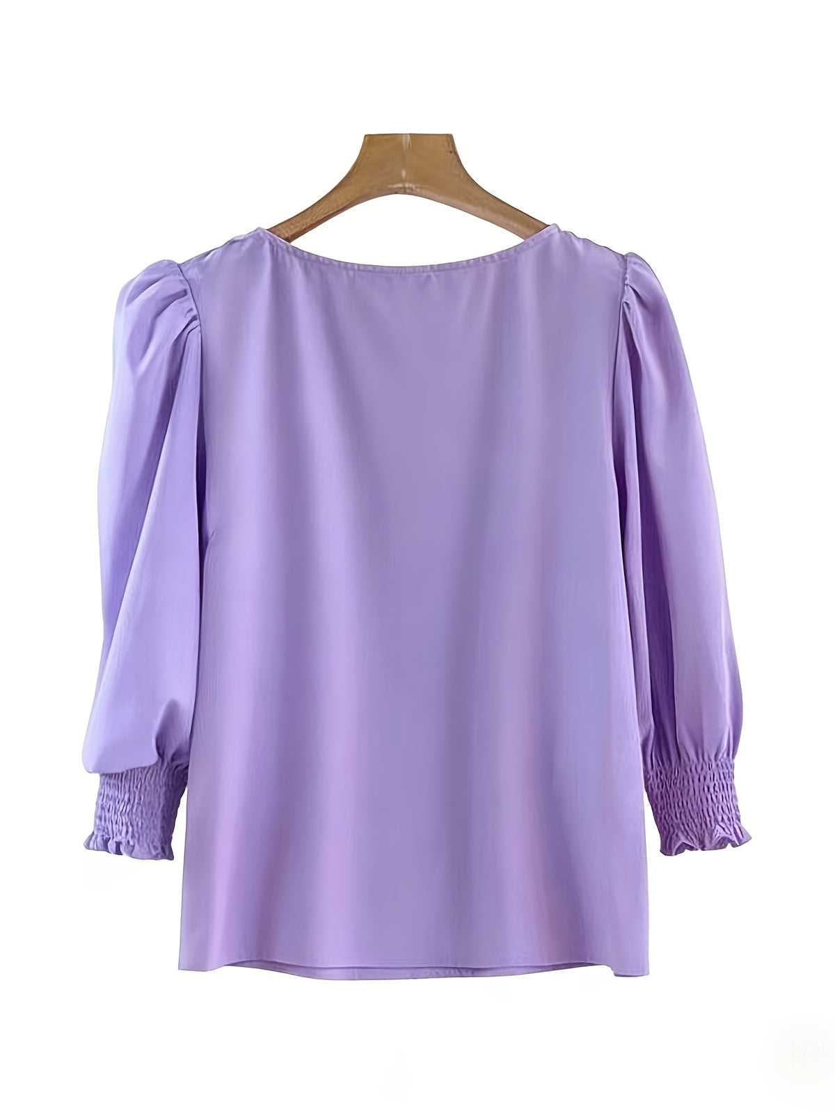 2503 Women's Casual Minimalist Solid Color Shirt Top - Purple