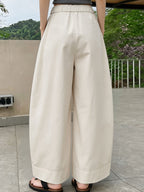 Western Style Summer High-Waist Wide-Leg Pants Women'S Loose Straight Casual Trousers Drape Elastic Waist Vacation Beach Pants Lazy Style Streetwear Inclusive XS to L Size Daily Commute Home Style Breathable Thin Texture Western Trendy Style Outdoor - Milky