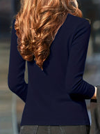 Elegant Fashionable Women'S Top | Solid Color, Regular Length, Suitable For Spring/Summer - Navy Color