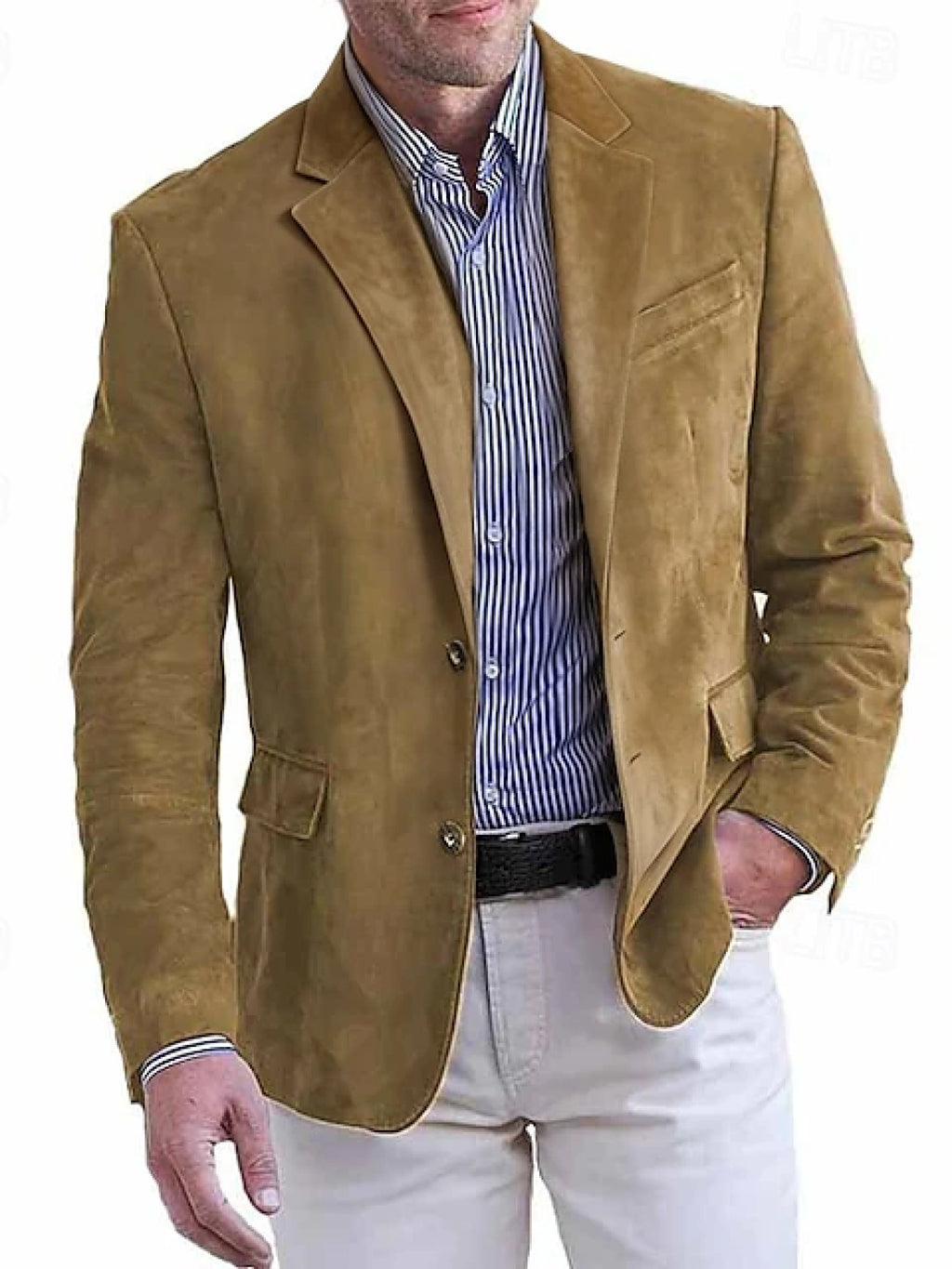 Men's Lightweight Jacket, Casual Jacket, -like Jacket, Outdoor Soft Button Jacket, Spring and Autumn Casual Stand Collar Regular Light Khaki Color Black Navy Blue Khaki Color Army Green Jacket - Khaki