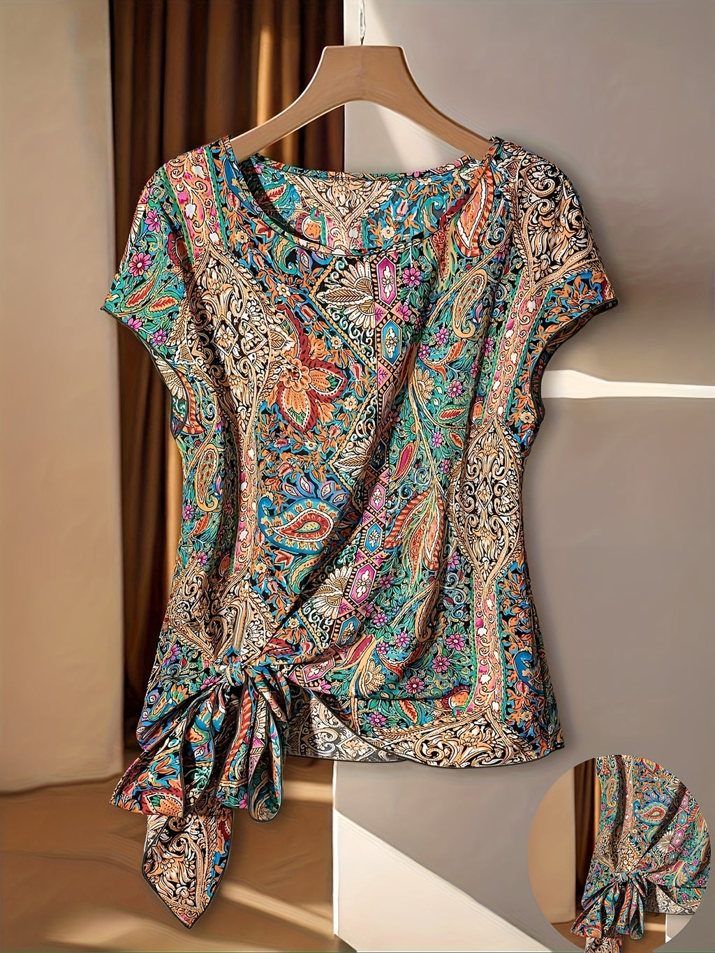 Women's Paisley Print Sleeveless Asymmetrical Hem Blouse - Mixed colors
