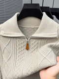 Men'S Lapel Zipper Sweater, Full-Zip Cardigan, Men'S Casual Jacket, Wearable Outside Or As Inner Layer, Suitable for Daily Commute And Home Wear - SINBOS, Knit - Beige Apricot