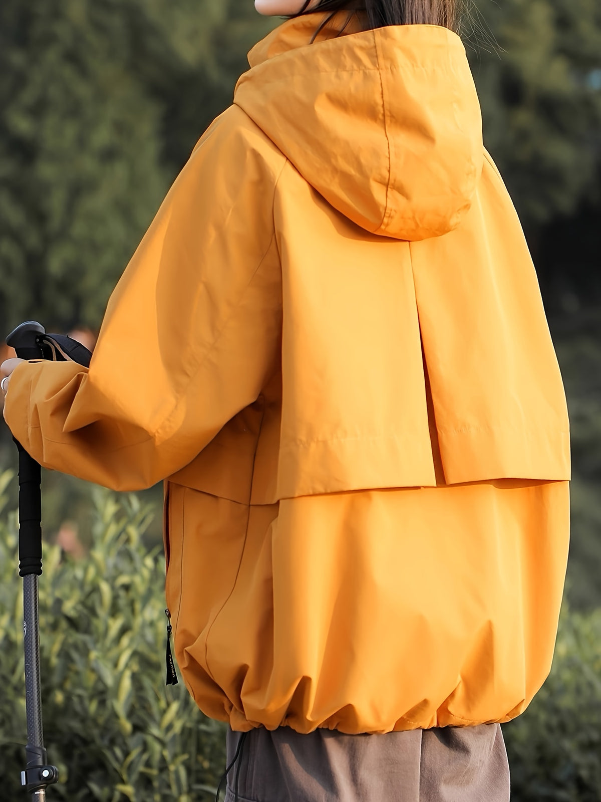 Women's Outdoor Windbreaker Jacket, Stylish Autumn/Winter Outerwear, Casual Loose Windproof Jacket, Fashionable Cardigan Workwear Trench Coat - Orange
