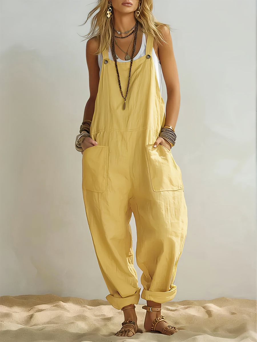 European and American Spring/Summer Fashion New Arrival, Comfortable, Breathable, Skin-Friendly, Sweat-Absorbent, Soft, High-Grade Fabric, Simple, Stylish, Elegant, Casual, for Outings, Country Vacations, Youthful, Soft Yellow, Versatile - Yellow