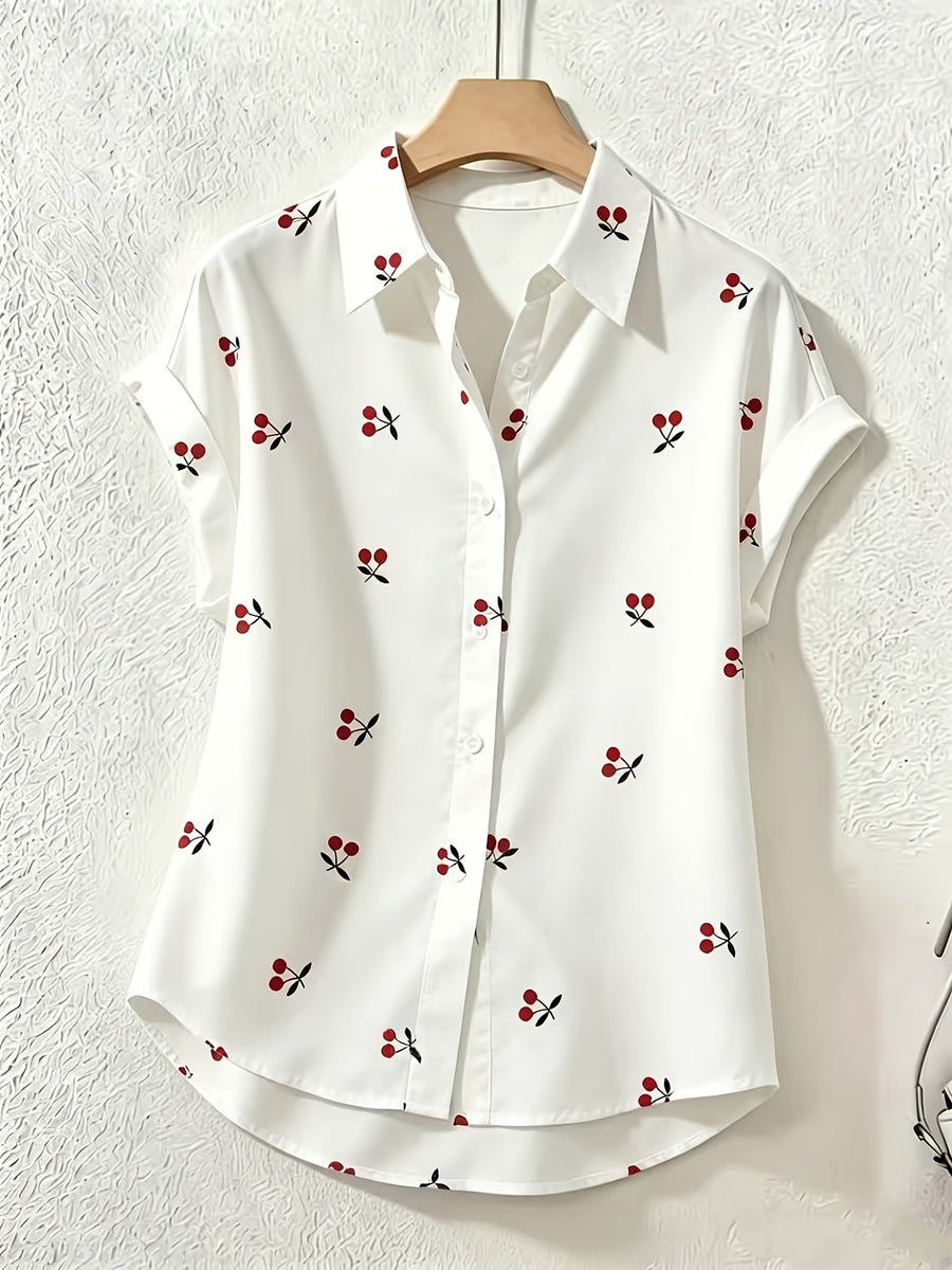 Women's New Short-Sleeve Shirt, Cute, Sweet, Youthful, Casual, and Versatile Top - Multicolor