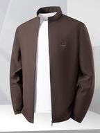 Spring Autumn Comfort Casual Coat, Minimal Solid Trendy Windproof Jacket Top for Men - Coffee Color