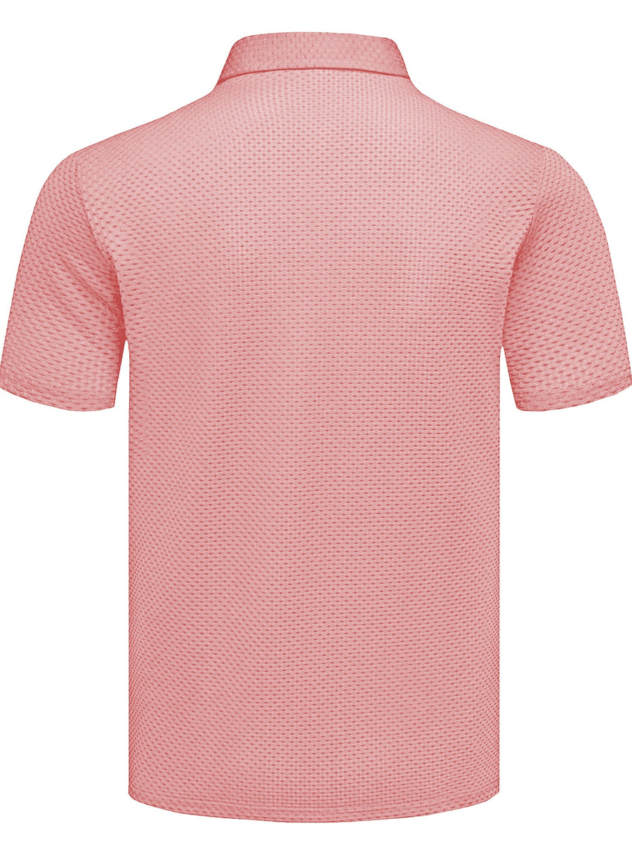 3pcs Pc Men's Quick-Dry Breathable Polo Shirts - Short Sleeve T-Shirts with Collar, Triangle Print & Suitable for Golf, Fishing, Beach, Camping | Multi-pc for Outdoor Activities | Casual Summer Wear, Hand Washable (No Transparency) - White-Blue-Pink