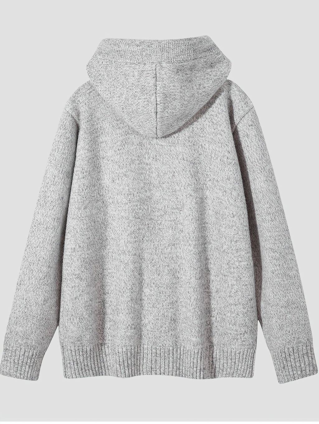 Hooded Knit Cardigan Men'S Autumn Winter Loose Casual Drawstring with Hat Sweater Jacket All-Match Single Button Top - White