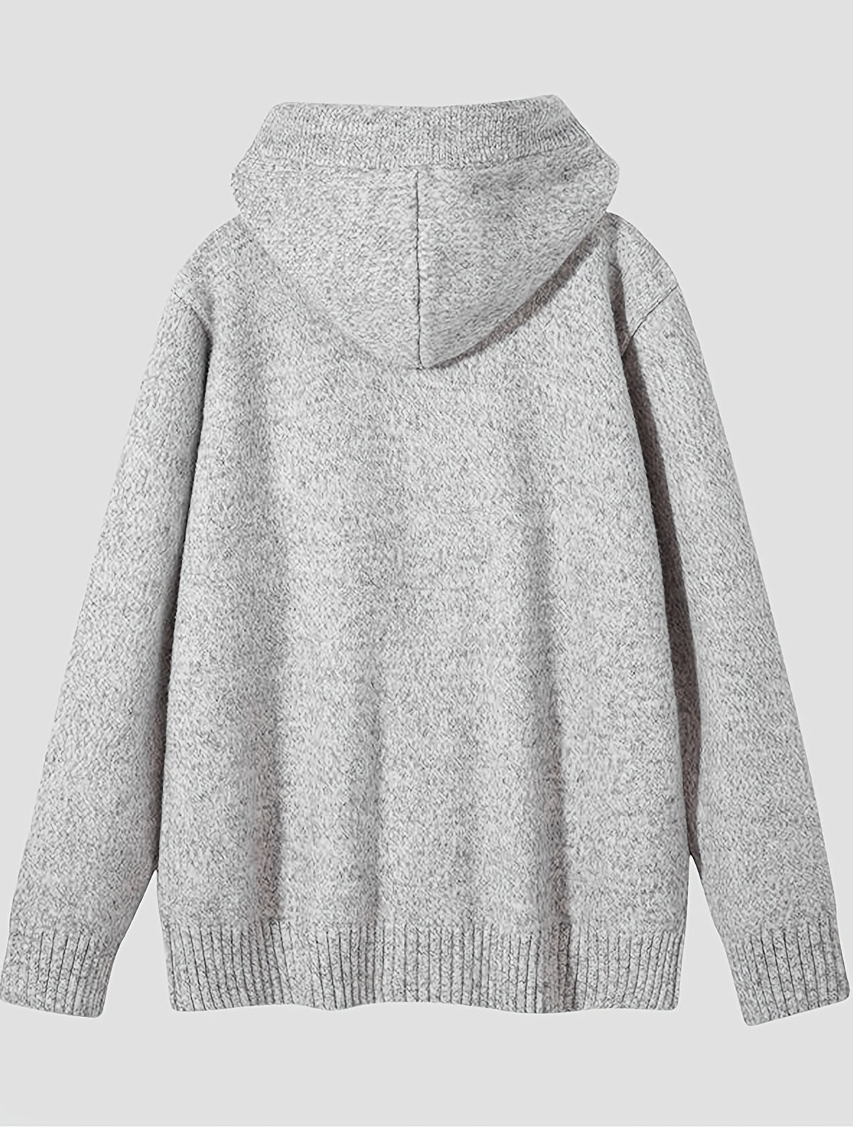 Hooded Knit Cardigan Men'S Autumn Winter Loose Casual Drawstring with Hat Sweater Jacket All-Match Single Button Top - White