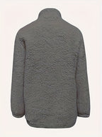 Women'S Faux Small Stand Collar Thick Jacket Coat - Dark Gray