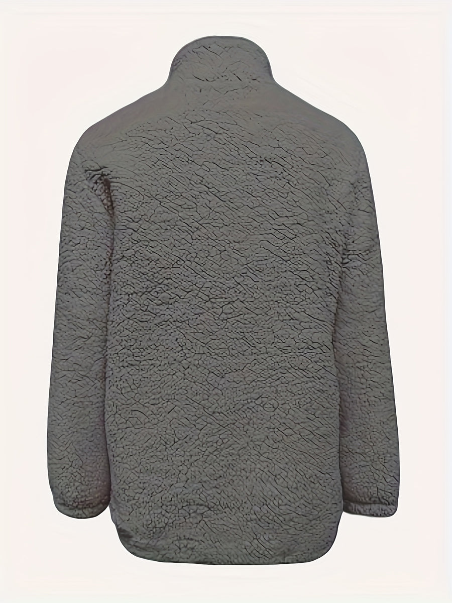 Women'S Faux Small Stand Collar Thick Jacket Coat - Dark Gray