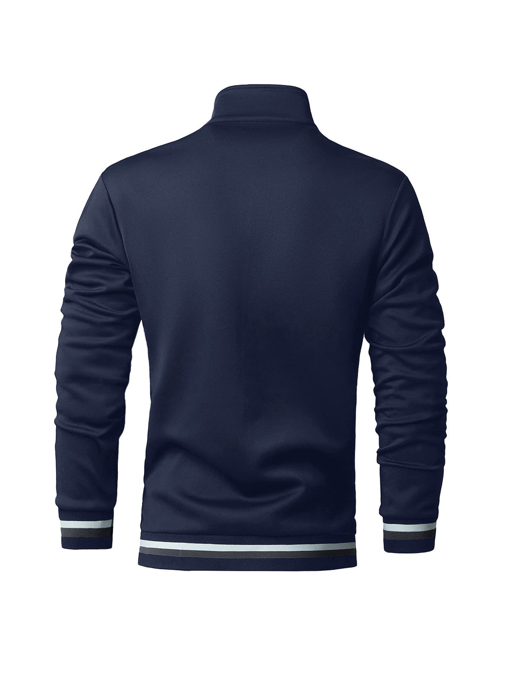 Men's Italian Shield Logo Baseball Jacket - High Collar Winter Warm Zipper Outerwear, Italian Shield Emblem & Ribbed Stripes, Machine Washable Fall/Winter Jacket for Casual & Wear - Star Blue