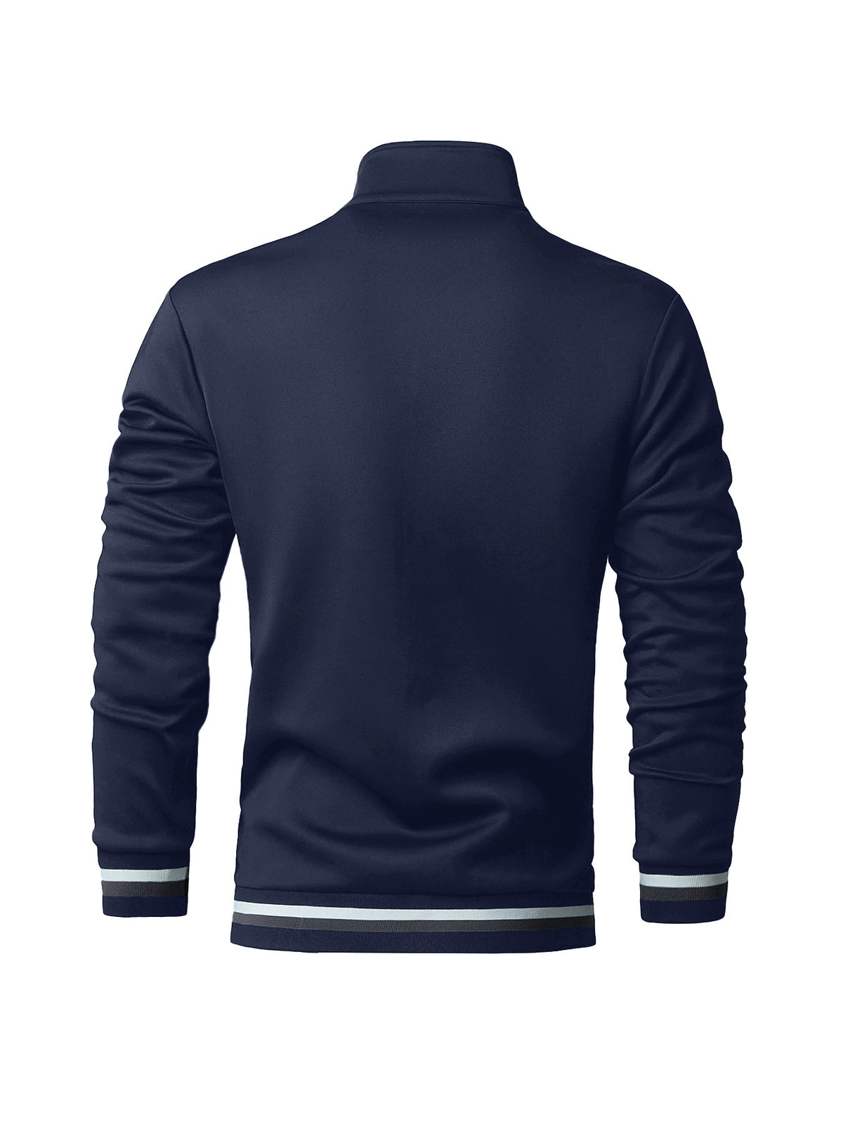Men's Italian Shield Logo Baseball Jacket - High Collar Winter Warm Zipper Outerwear, Italian Shield Emblem & Ribbed Stripes, Machine Washable Fall/Winter Jacket for Casual & Wear - Star Blue