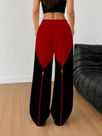 Printed Design - Not Textured Women's Printed Casual Long Pants, Diamond Zipper Print Pants,  Trendy Style, Versatile for Daily Commuting, Shopping, and Casual Outings, Product Does Not Include Accessories - Mixed colors