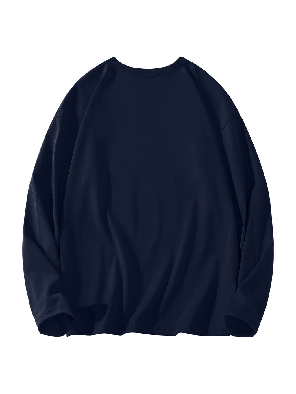 JEEP Men's Pure Long-Sleeve T-Shirt, 210g, Crew Neck, Solid Color, Wear-Resistant, Breathable, for Spring/Autumn Casual and Sports as a Base Layer Top - Navy Color