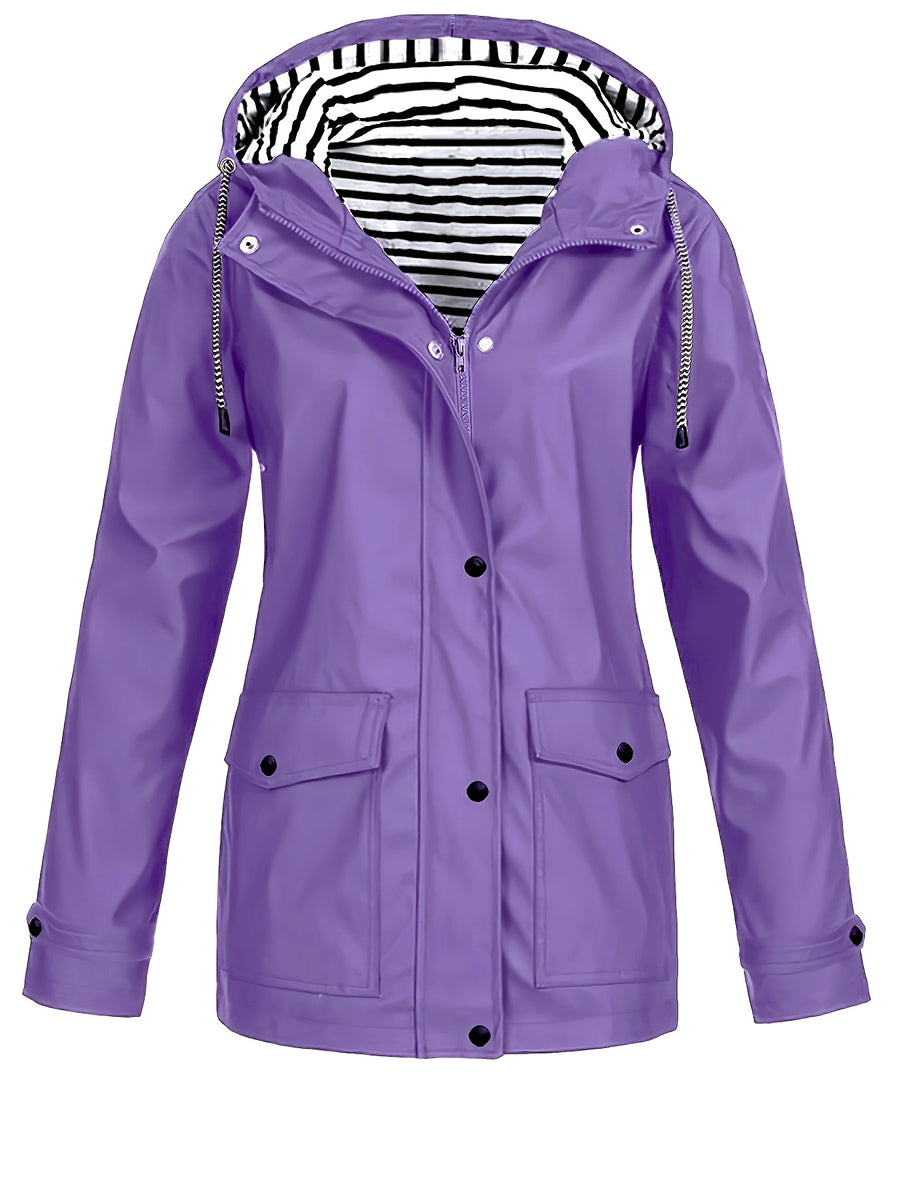 Women's Hooded Autumn/Winter Trench Coat - Purple