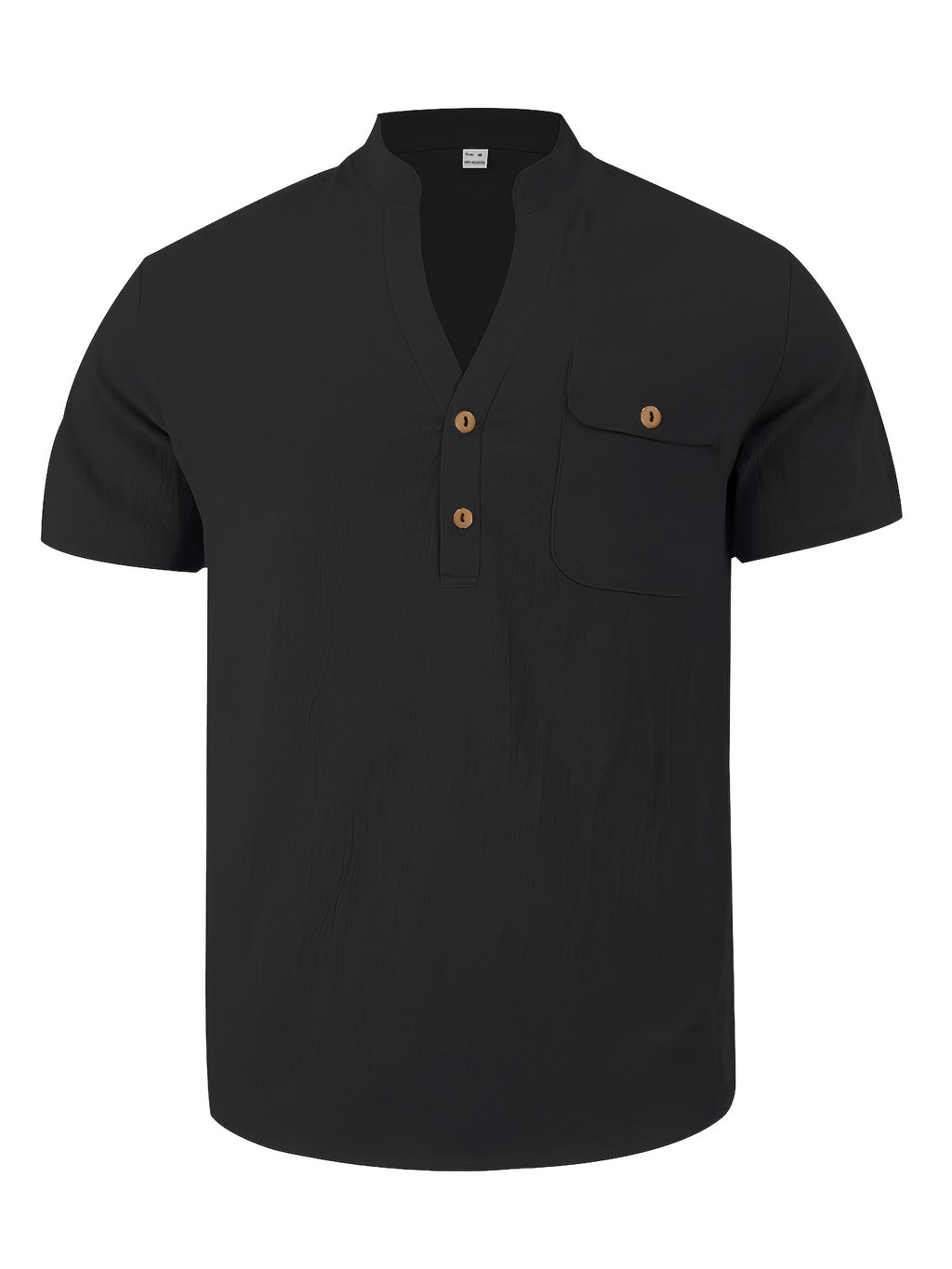 3pcs Set Men's All-cotton Polo Shirt, Men's Solid Color Loose-fit Casual -textured Workwear V-neck Pocket Henley Shirt with Short Sleeves, Suitable for the Beach, Casual Daily Wear, Commuting, Etc. - Blue + White+ Black