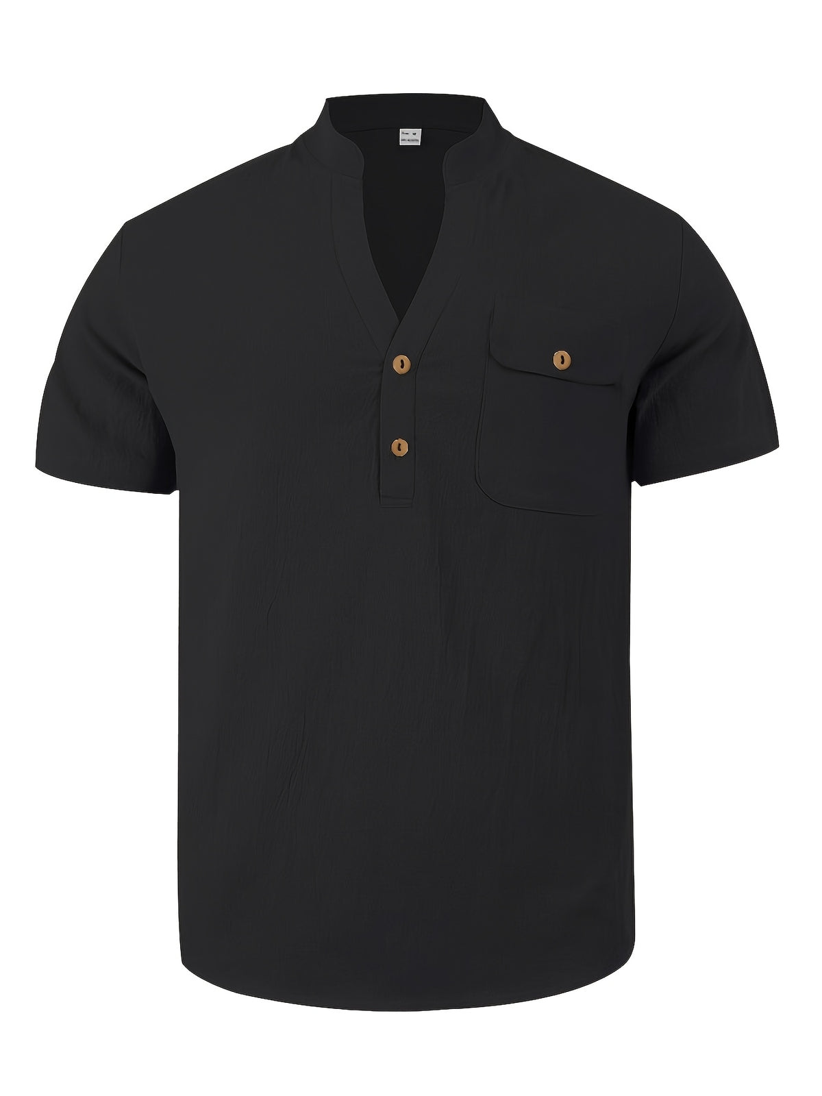 3pcs Set Men's All-cotton Polo Shirt, Men's Solid Color Loose-fit Casual -textured Workwear V-neck Pocket Henley Shirt with Short Sleeves, Suitable for the Beach, Casual Daily Wear, Commuting, Etc. - Blue + White+ Black