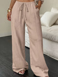 Women's Plus Size Elegant Loose-Fit Wide- Sleep-Pants - Soft Stretch Lazy-Wake Bed Pants Suitable for Home, Travel & Pajamas - Machine Washable Year-Round Comfortable Nightwear (Non-) - Pale Pinkish Gray