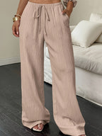 Women's Plus Size Elegant Loose-Fit Wide- Sleep-Pants - Soft Stretch Lazy-Wake Bed Pants Suitable for Home, Travel & Pajamas - Machine Washable Year-Round Comfortable Nightwear (Non-) - Pale Pinkish Gray