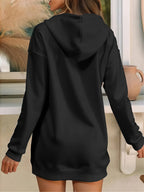 2026 European American Women S Lined Hooded Dress with Letter Print Thickened Hoodie Sweatshirt Long Style Trendy Casual Fashionable Versatile Elegance - Black