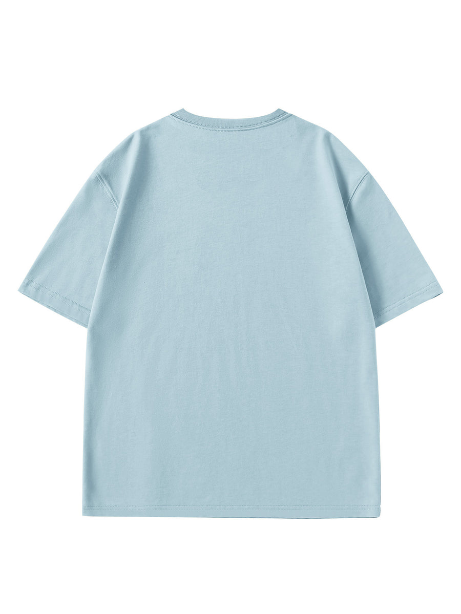 Paul Frank Summer Men's Pure Cotton Street Style Refreshing Pullover Short-Sleeve T-Shirt - Light Blue