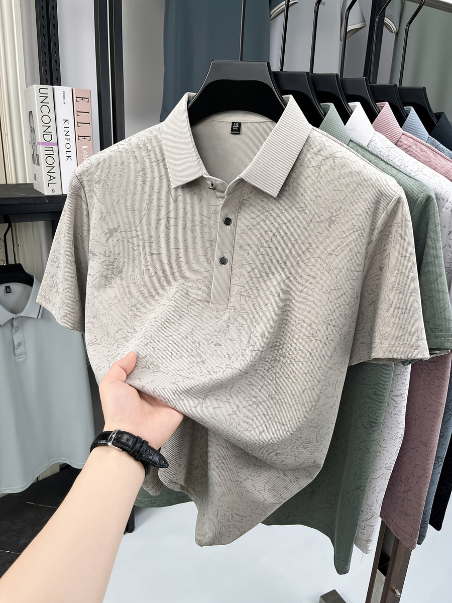 Men'S Summer Polo Shirt, Short Sleeve Button-Up Golf T-Shirt, Soft Comfortable Breathable Slim Fit Business Casual Daily Top, Men'S Short Sleeve Sweatshirt, Commute Versatile Men'S Gift - Off-white