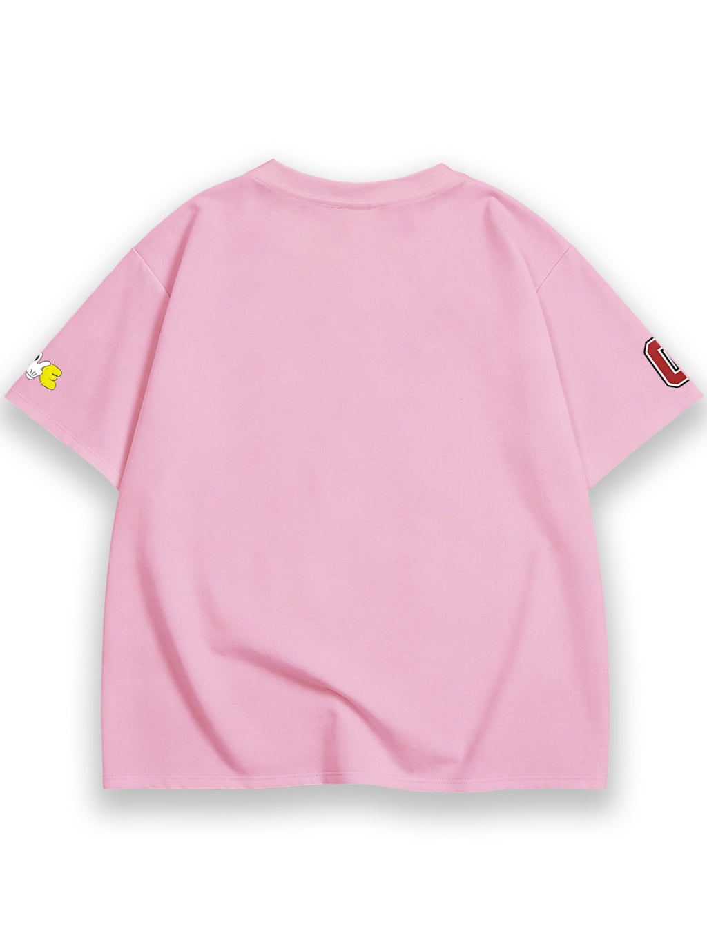 Fashionable New Women's T-shirt Top, Summer Casual Short-sleeve T-shirt, Versatile and, Featuring a Cute "Disney" Minnie Mouse Pink Bow Smiling with Hand on Chin Print. Made of 100%, the Fabric Is Comfortable and Breathable. Suitable for Daily Wear - pink color