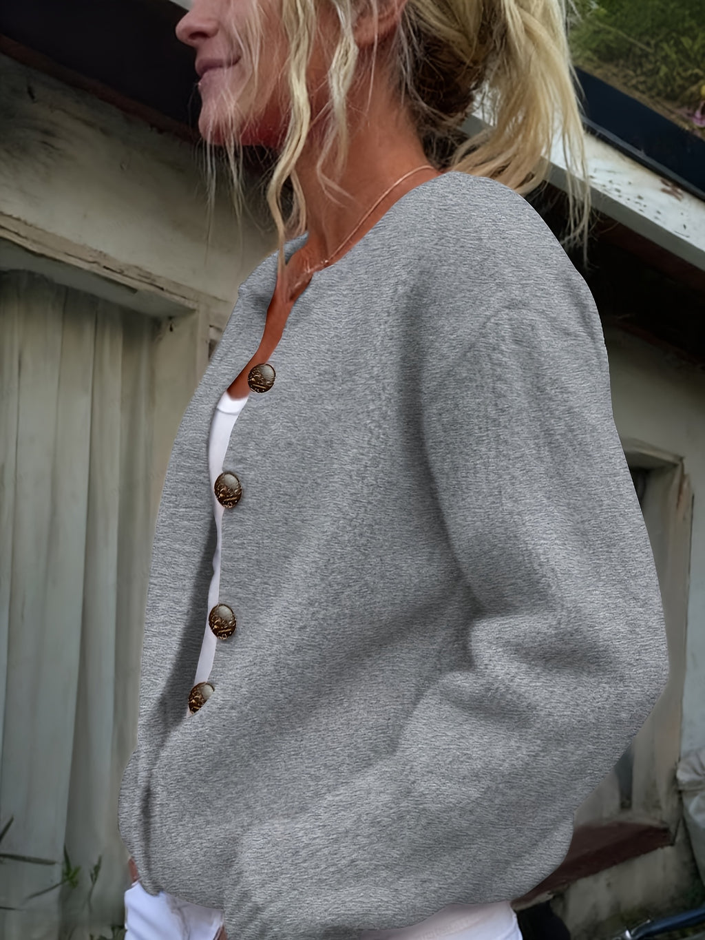 Women'S Thick Needle Sweater, Suitable for Autumn And Winter, Casual Warmth, Elegant And Versatile, Ideal for Holiday Parties. Long-Sleeved Shirt - Grey