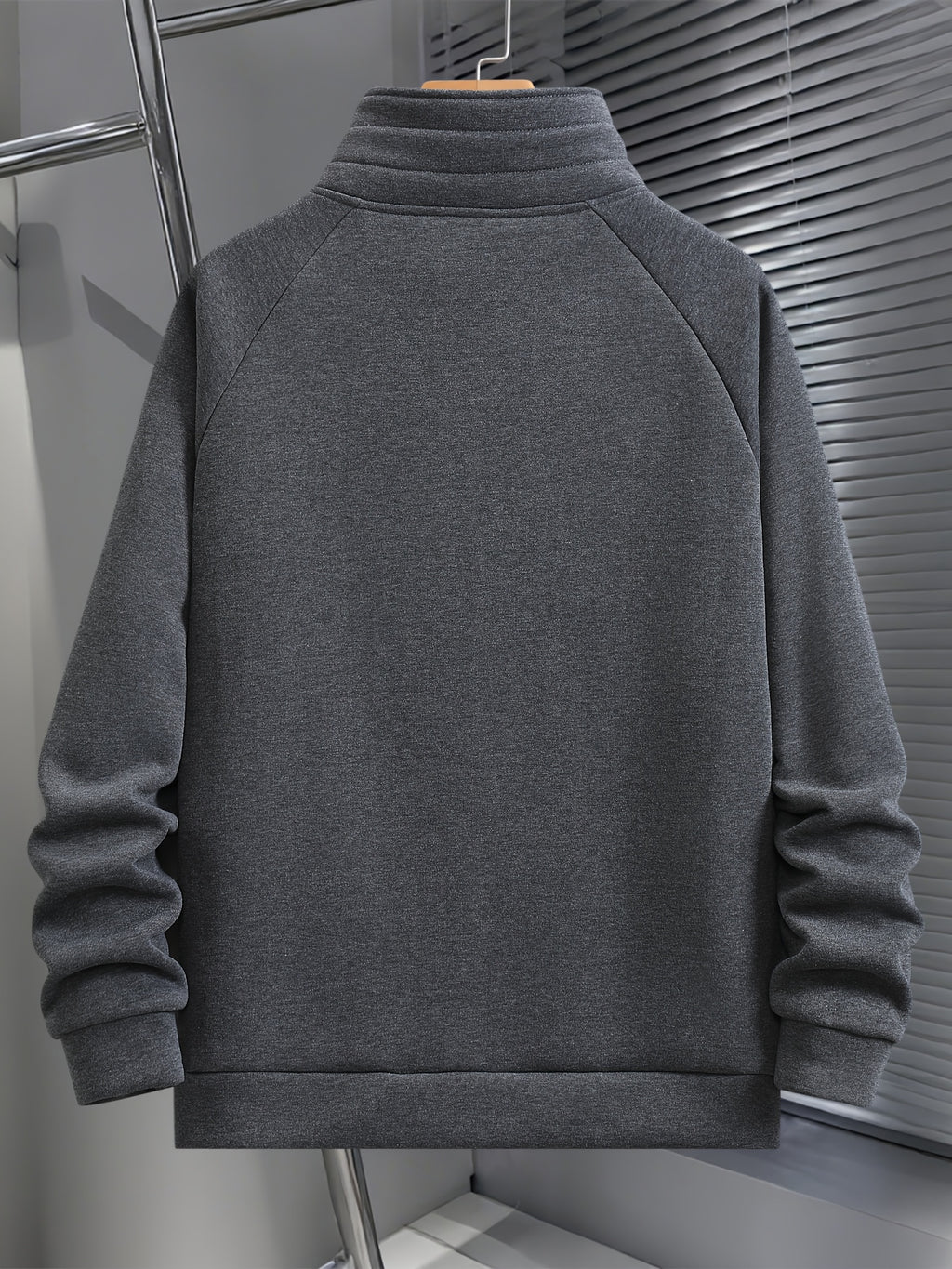 Men's Fashion Raglan Sleeve Sweatshirt with Half-Zip Open Neckline, Autumn/Winter Casual Versatile Long-Sleeve Sweatshirt - Dark Gray
