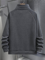 Men's Fashion Raglan Sleeve Sweatshirt with Half-Zip Open Neckline, Autumn/Winter Casual Versatile Long-Sleeve Sweatshirt - Dark Gray