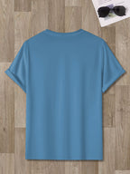 Sunny Energetic Orange Spiral Pattern Short Sleeve T-Shirt, Fresh And Fashionable, Suitable for Outdoor Activities And Daily Wear - Peacock Blue